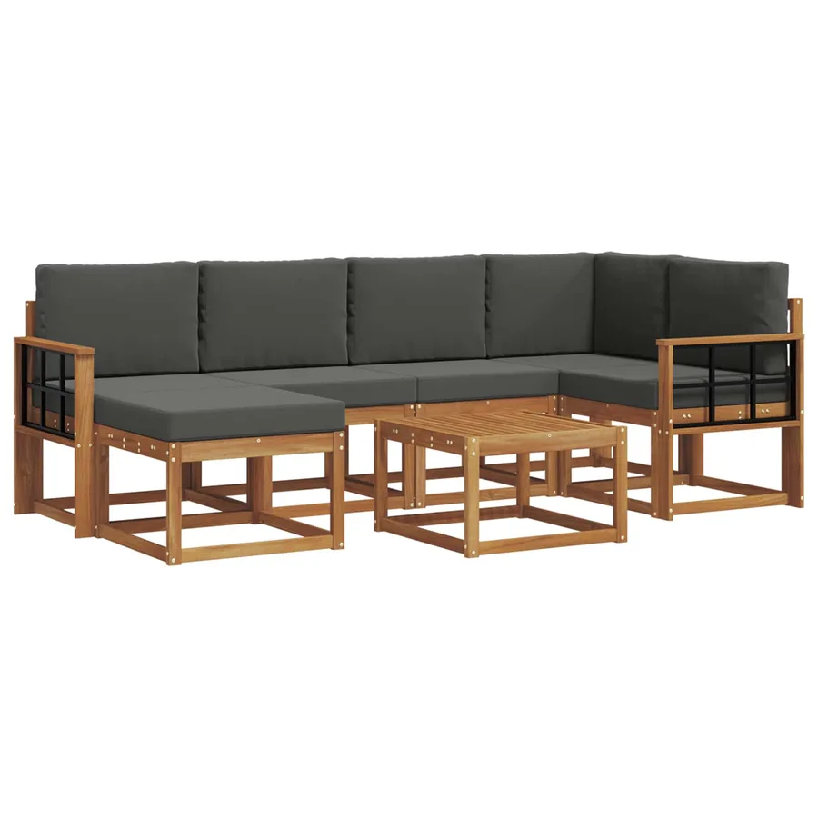 Ensemble de canapés d'extérieur 7 pcs Naturel et Anthracite - 2
