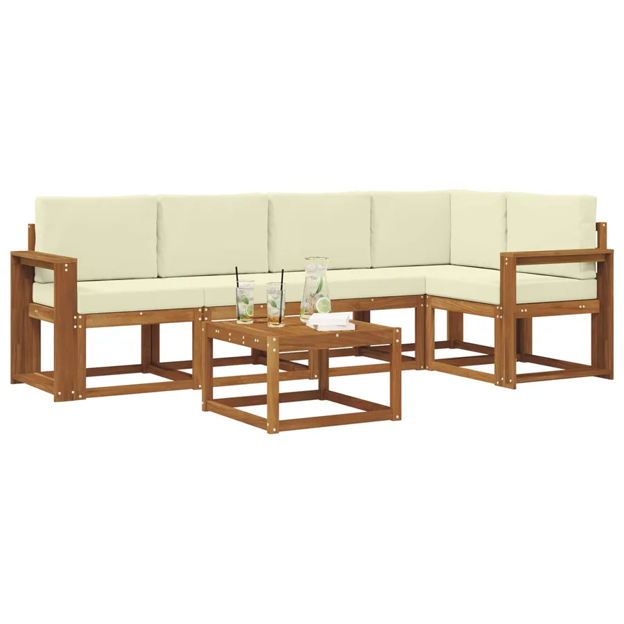 Ensemble de canapés d'extérieur 6 pcs Naturel et Crème - 3