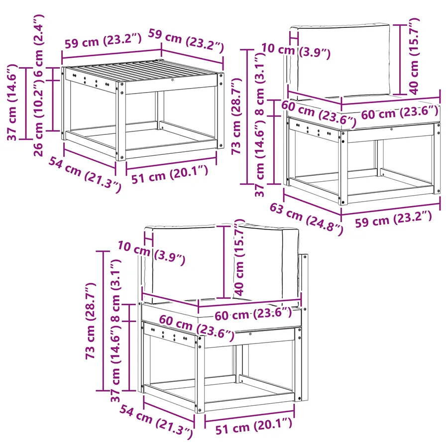 Ensemble de canapés d'extérieur 6 pcs Gris Naturel et Clair - 12