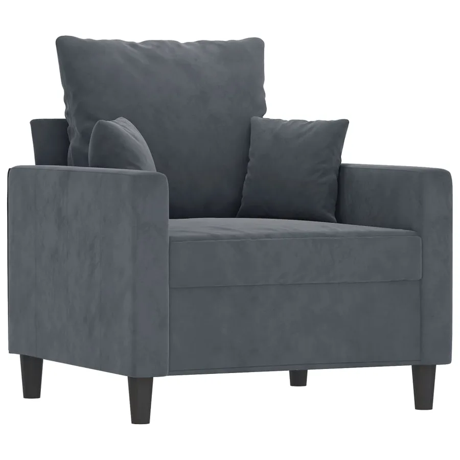 Fauteuil Gris foncé 60 cm Velours - 2