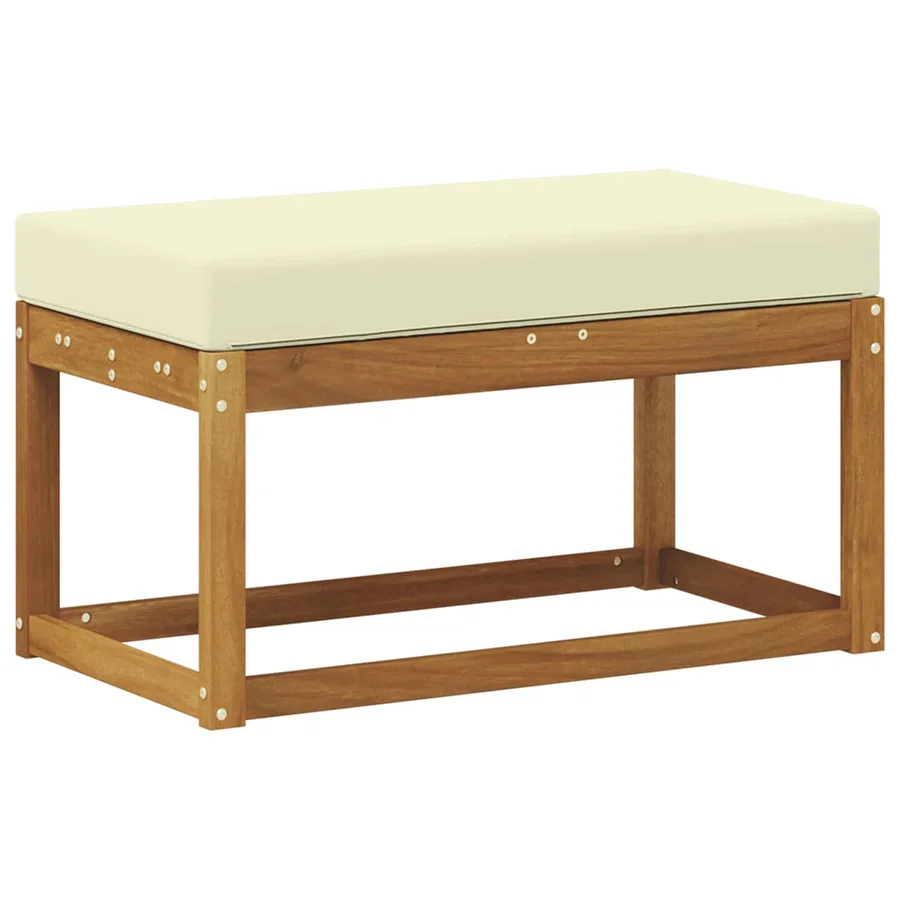 Banc de jardin avec coussin Naturel et Crème 79 x 43 x 37 cm - 5