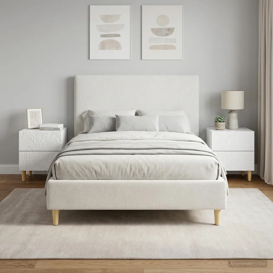 Table de chevet 2 pcs Blanc 43 x 34,5 x 48 cm Bois d'ingénierie