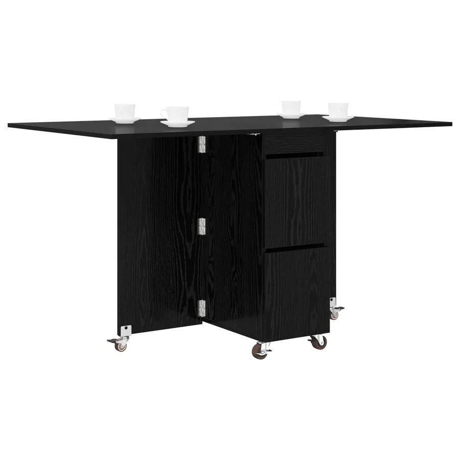 Table à dîner 140 x 80 x 77 cm Bois d'ingénierie Chêne noir - 3