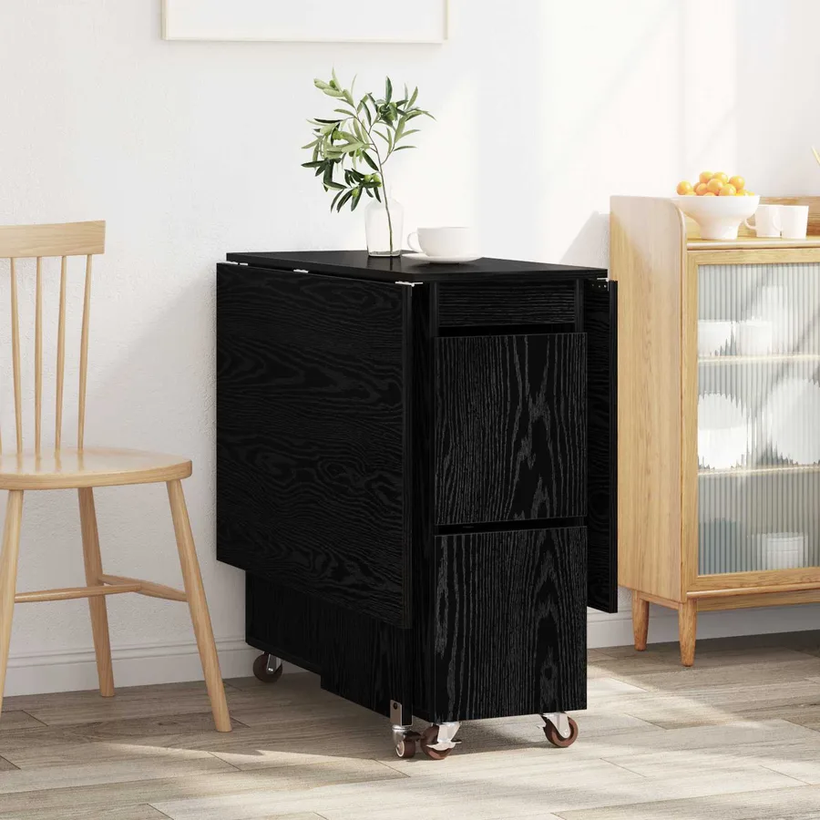 Table à dîner 140 x 80 x 77 cm Bois d'ingénierie Chêne noir - 4