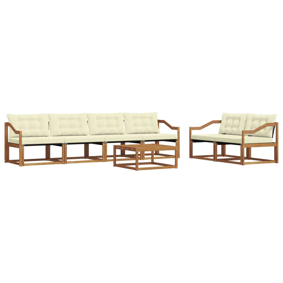 Ensemble de canapés d'extérieur 7 pcs Naturel et Crème - 2