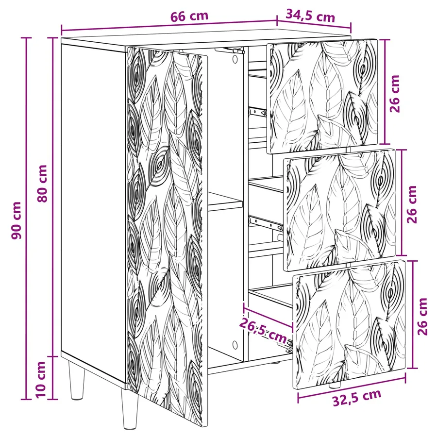 Buffet Chêne Sonoma 66 x 34,5 x 90 cm Bois d'ingénierie - 8