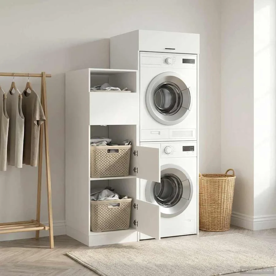 Ensemble de meubles de rangement pour la buanderie 2 pc Blanc - 4