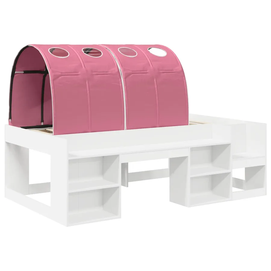 Lit haut pour enfants avec rangement 3 pc Blanc et rose - 3