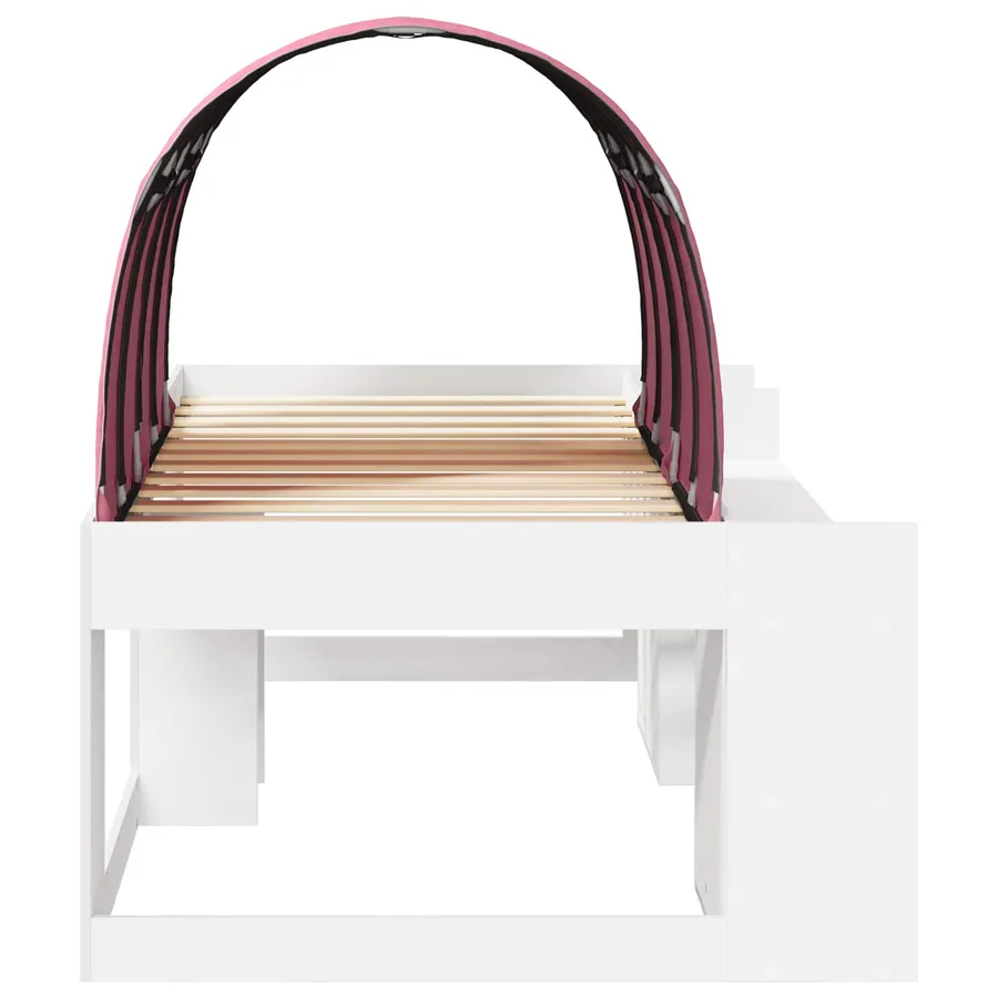 Lit haut pour enfants avec rangement 3 pc Blanc et rose - 7