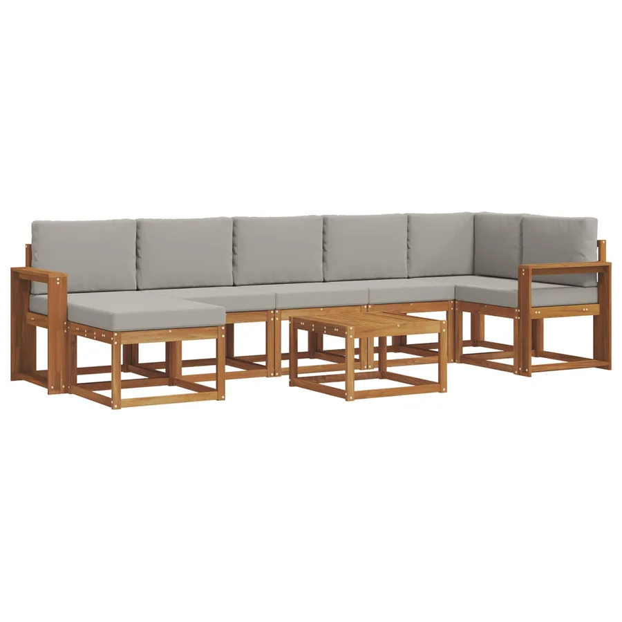 Ensemble de canapés d'extérieur 8 pcs Gris Naturel et Clair - 2