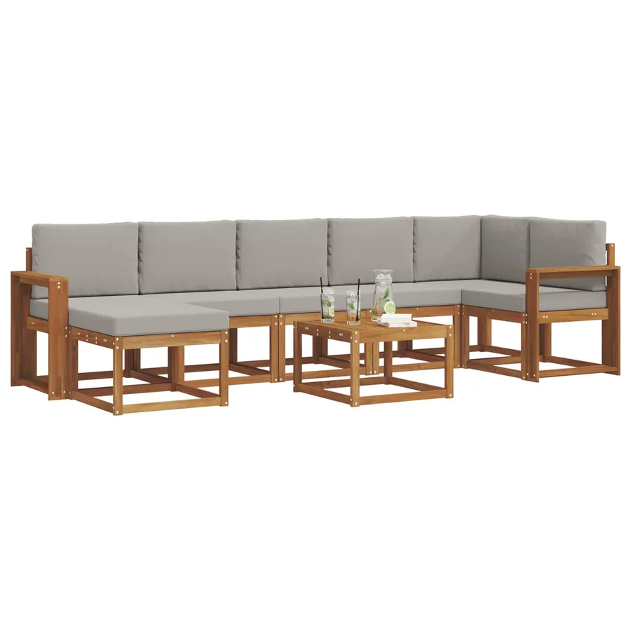 Ensemble de canapés d'extérieur 8 pcs Gris Naturel et Clair - 3