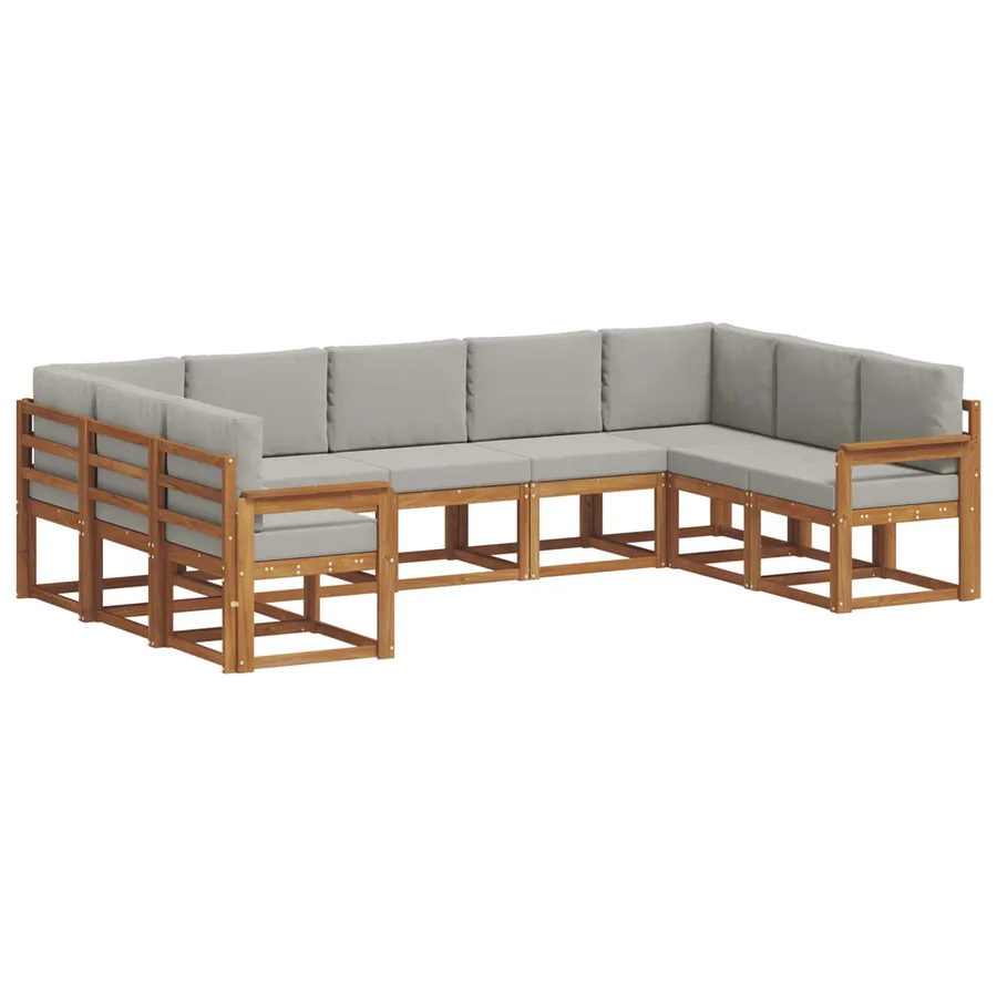 Ensemble de canapés d'extérieur 9 pcs Gris Naturel et Clair - 2