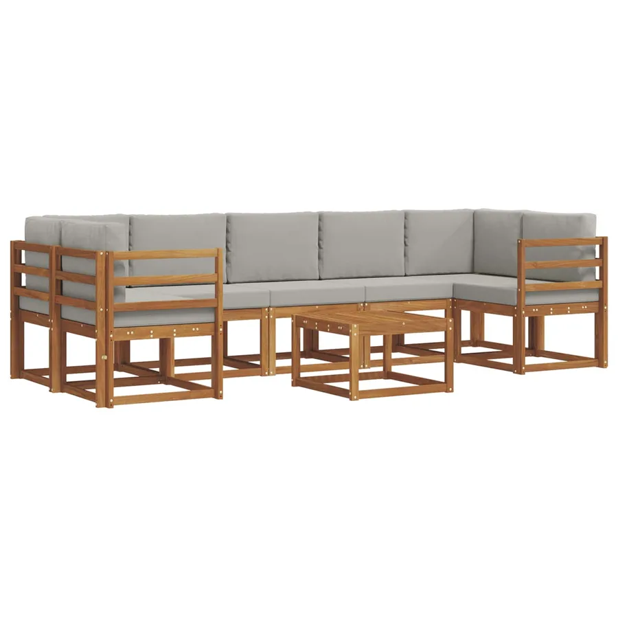 Ensemble de canapés d'extérieur 8 pcs Gris Naturel et Clair - 2