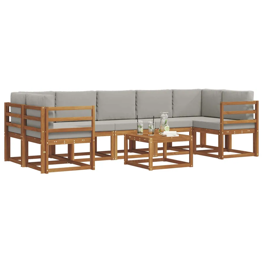 Ensemble de canapés d'extérieur 8 pcs Gris Naturel et Clair - 3