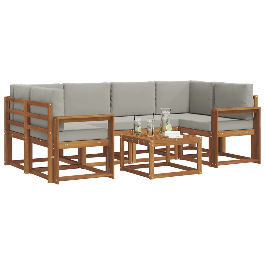 Ensemble de canapés d'extérieur 7 pcs Gris Naturel et Clair - 3