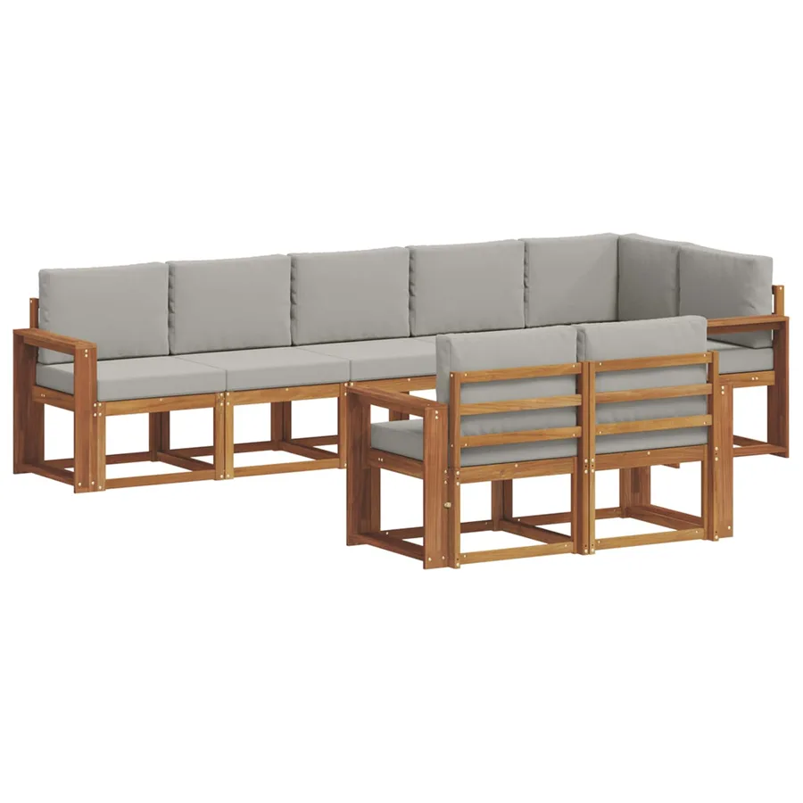 Ensemble de canapés d'extérieur 8 pcs Gris Naturel et Clair - 2