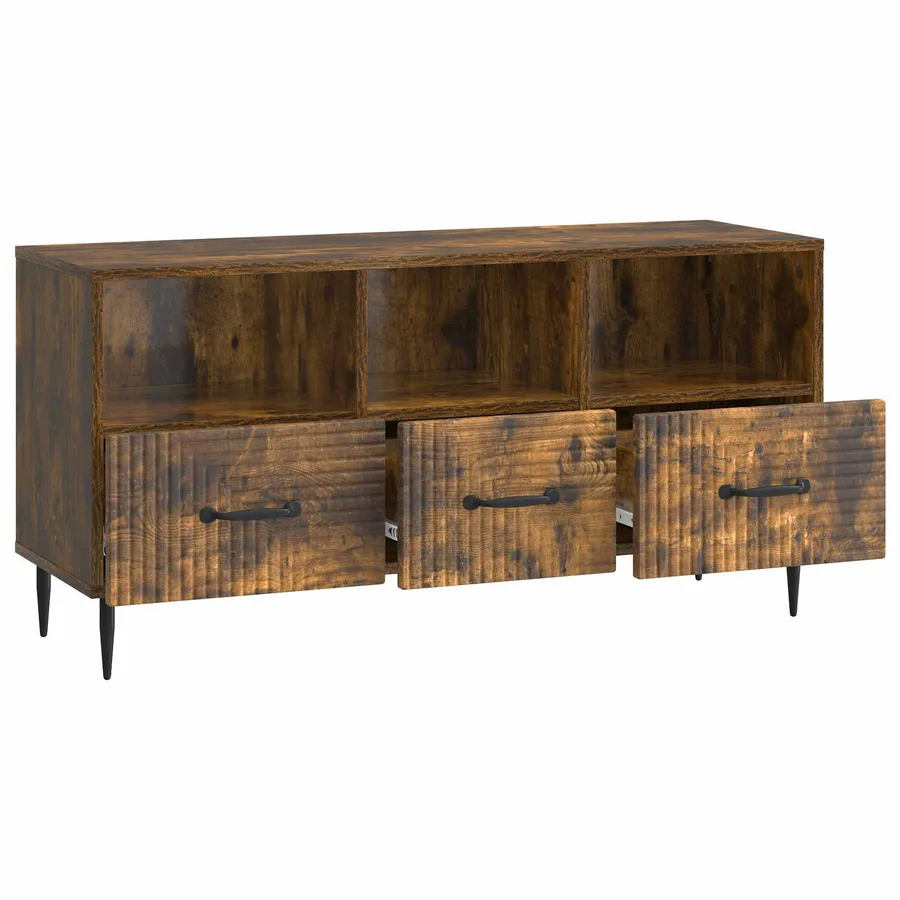 Meuble TV Chêne fumé 102 x 34,5 x 50 cm Bois d'ingénierie - 5