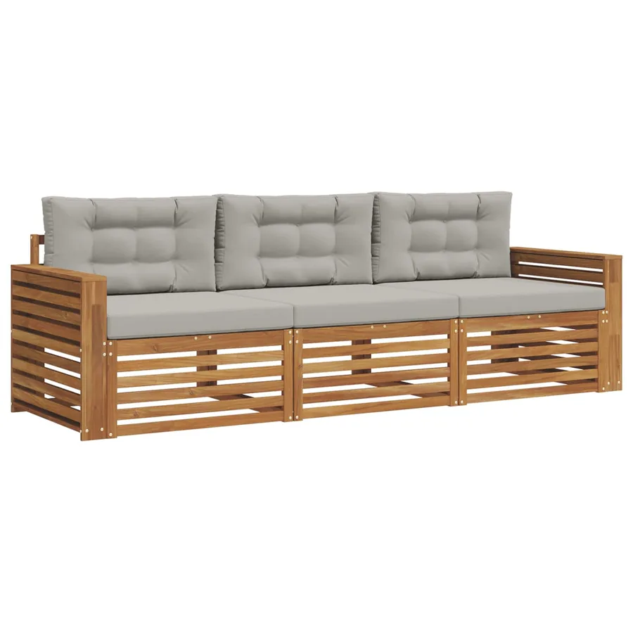 Ensemble de canapés d'extérieur 3 pcs Gris Naturel et Clair - 2