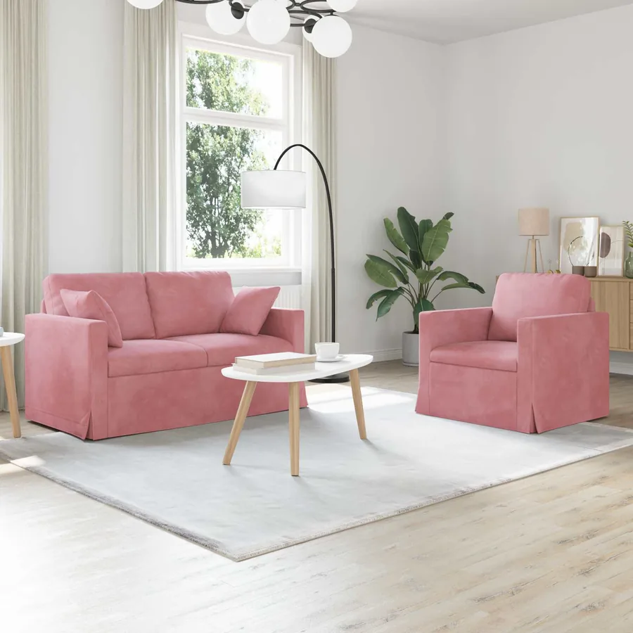 Ensemble de Canapés 2 pcs Rose 138 x 78 x 80 cm Velours