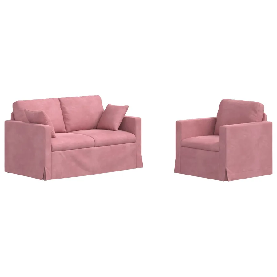 Ensemble de Canapés 2 pcs Rose 138 x 78 x 80 cm Velours - 2