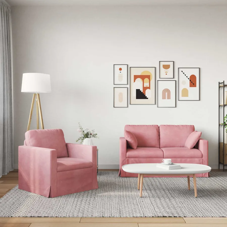 Ensemble de Canapés 2 pcs Rose 138 x 78 x 80 cm Velours - 3