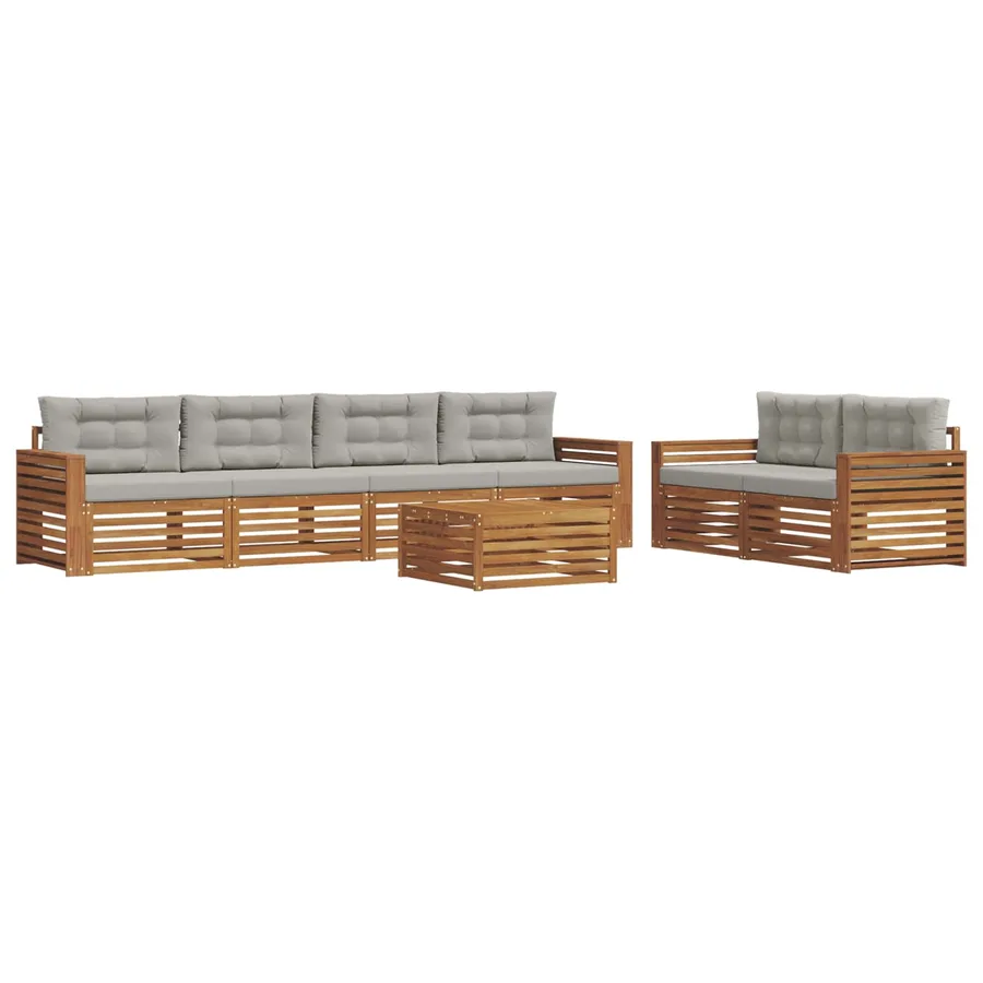 Ensemble de canapés d'extérieur 7 pcs Gris Naturel et Clair - 2