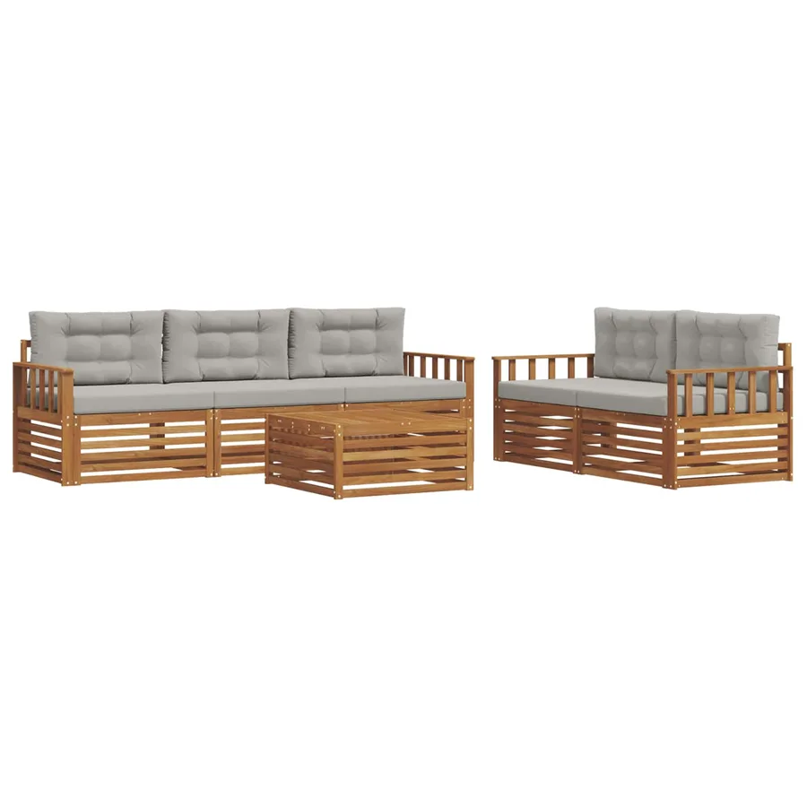 Ensemble de canapés d'extérieur 6 pcs Gris Naturel et Clair - 2