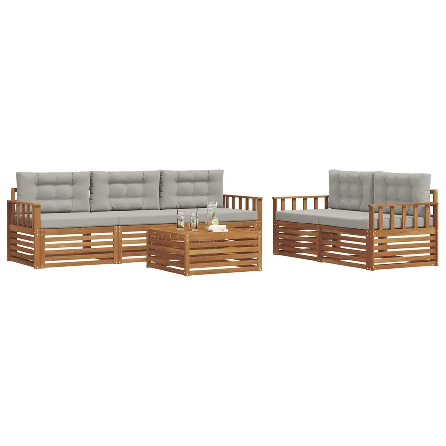 Ensemble de canapés d'extérieur 6 pcs Gris Naturel et Clair - 3