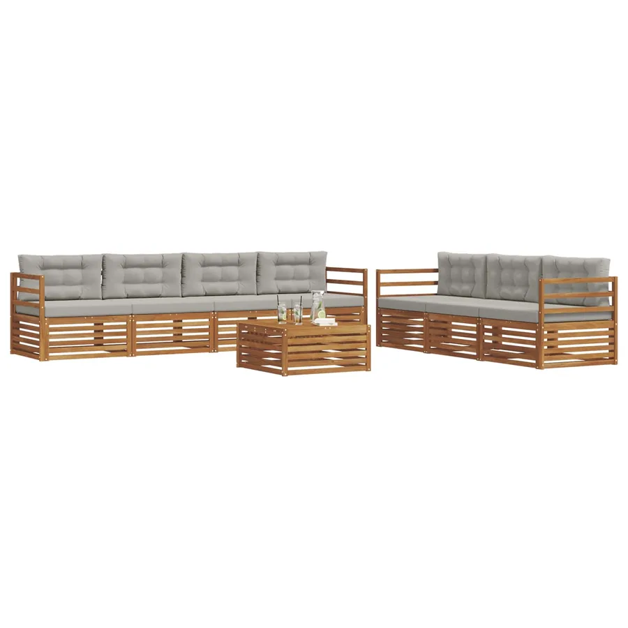Ensemble de canapés d'extérieur 8 pcs Gris Naturel et Clair - 3