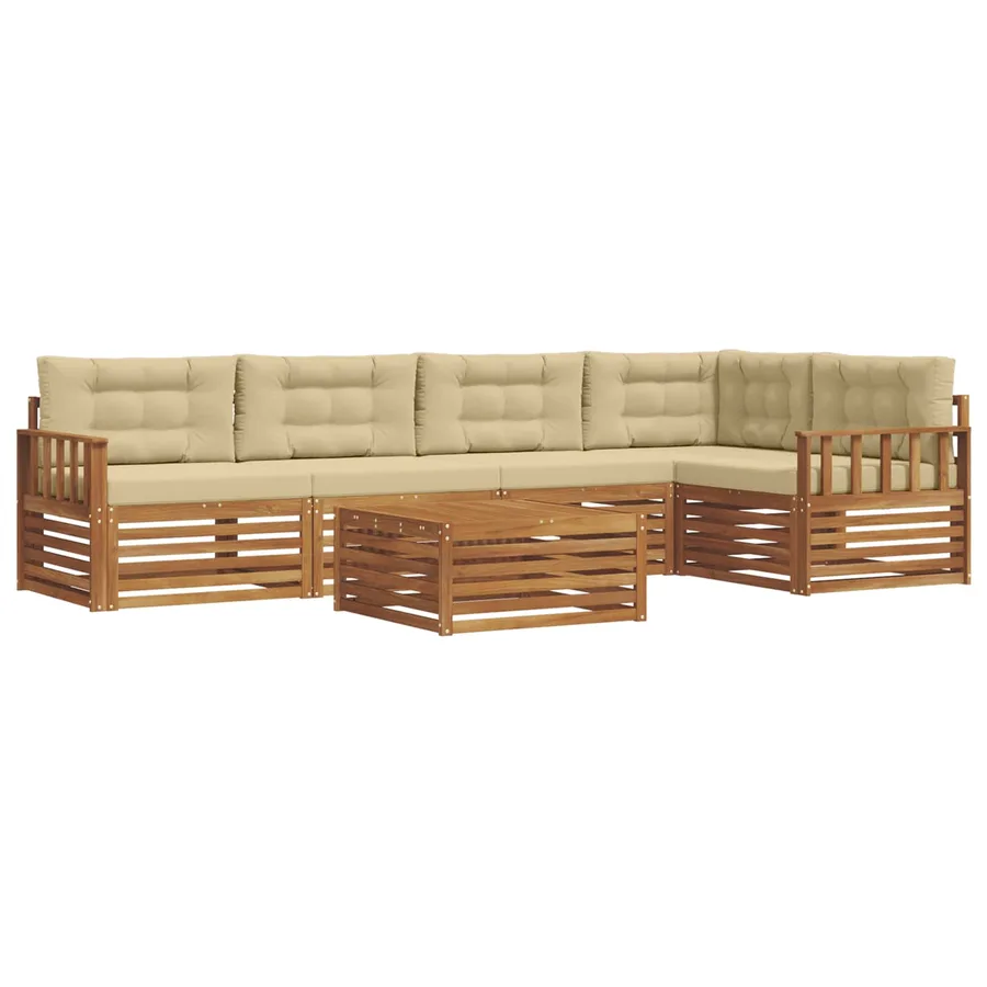 Ensemble de canapés d'extérieur 6 pcs Naturel et Beige - 2