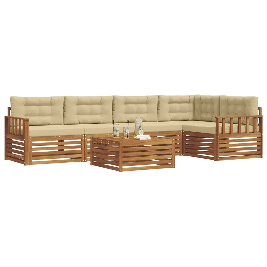 Ensemble de canapés d'extérieur 6 pcs Naturel et Beige - 3