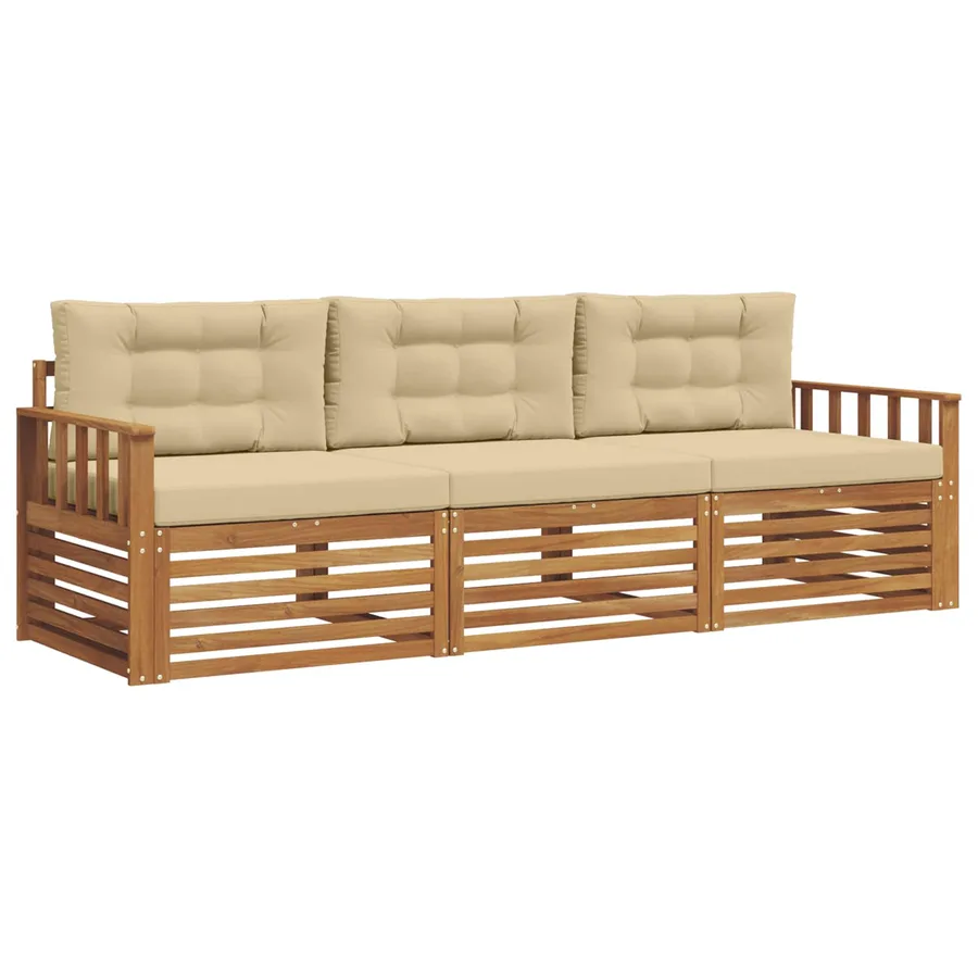 Ensemble de canapés d'extérieur 3 pcs Naturel et Beige - 2