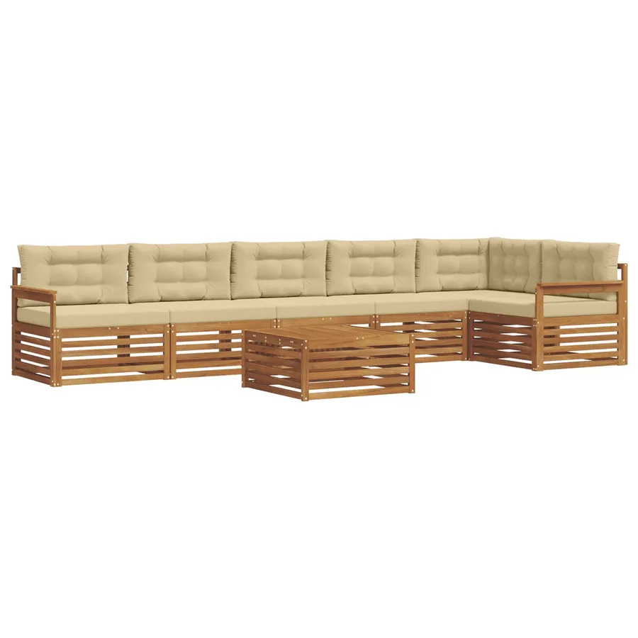 Ensemble de canapés d'extérieur 7 pcs Naturel et Beige - 2