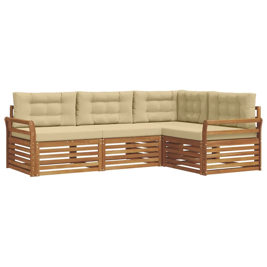 Ensemble de canapés d'extérieur 4 pcs Naturel et Beige - 2