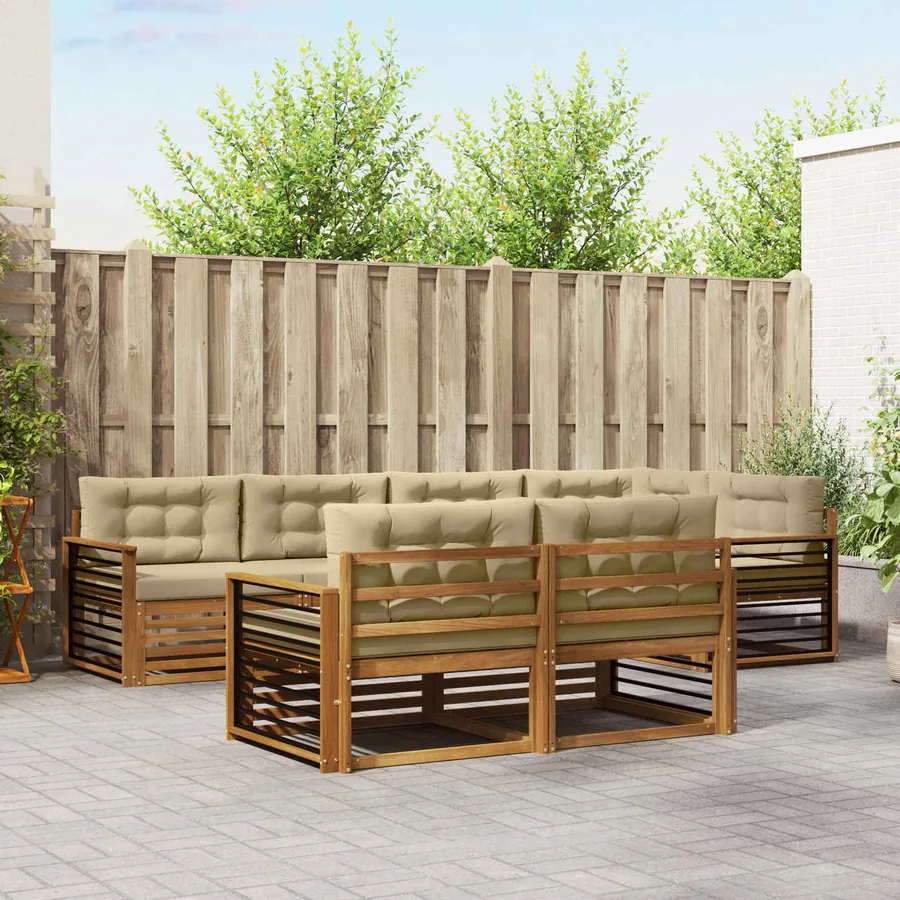 Ensemble de canapés d'extérieur 7 pcs Naturel et Beige