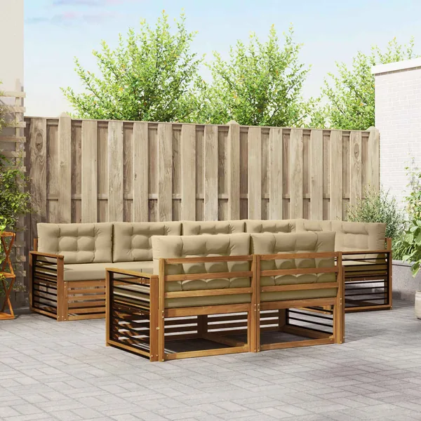 Ensemble de canapés d'extérieur 7 pcs Naturel et Beige