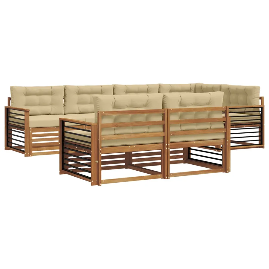 Ensemble de canapés d'extérieur 7 pcs Naturel et Beige - 2