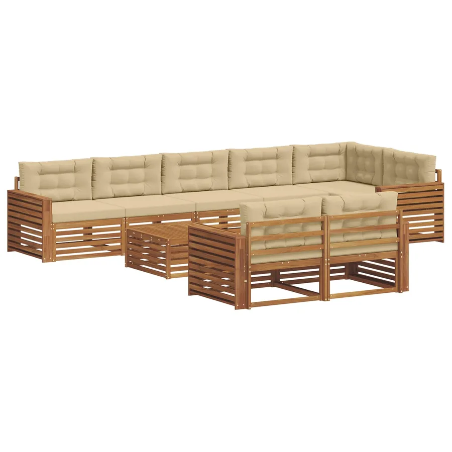 Ensemble de canapés d'extérieur 9 pcs Naturel et Beige - 2