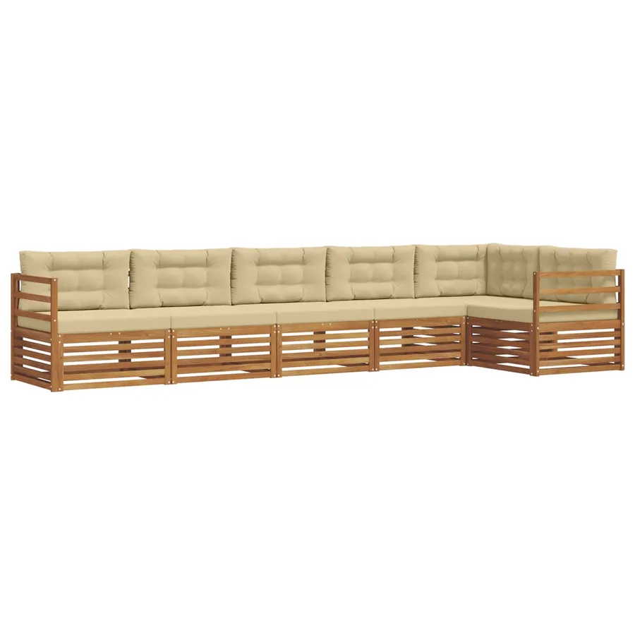 Ensemble de canapés d'extérieur 6 pcs Naturel et Beige - 2
