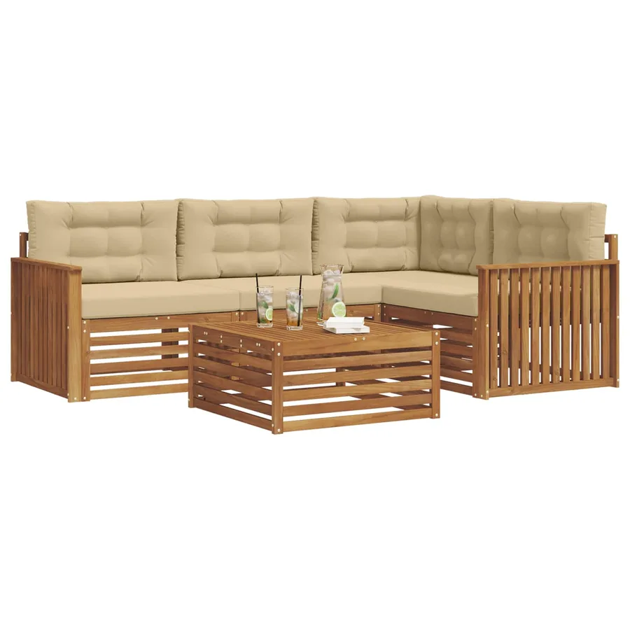 Ensemble de canapés d'extérieur 5 pcs Naturel et Beige - 3