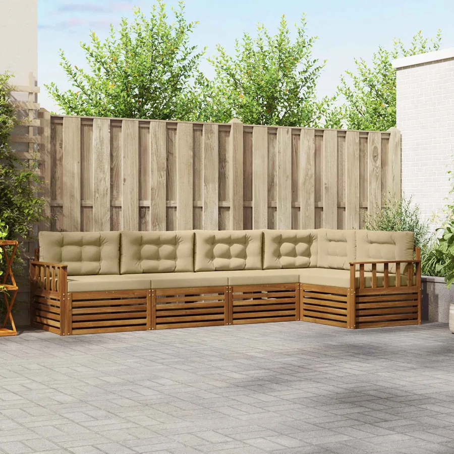 Ensemble de canapés d'extérieur 5 pcs Naturel et Beige
