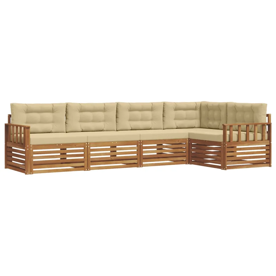 Ensemble de canapés d'extérieur 5 pcs Naturel et Beige - 2