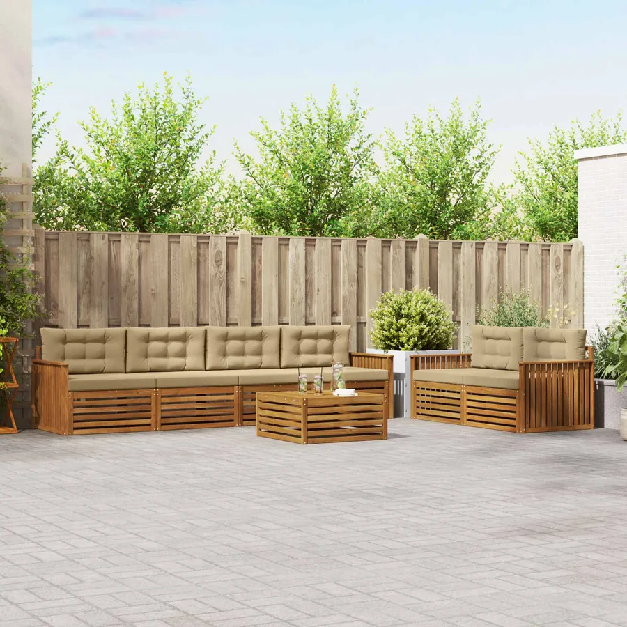 Ensemble de canapés d'extérieur 7 pcs Naturel et Beige
