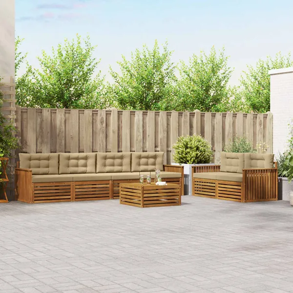 Ensemble de canapés d'extérieur 7 pcs Naturel et Beige