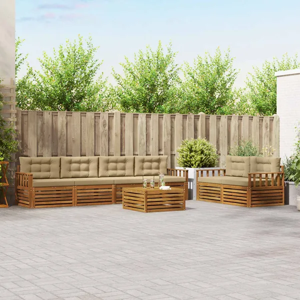 Ensemble de canapés d'extérieur 7 pcs Naturel et Beige