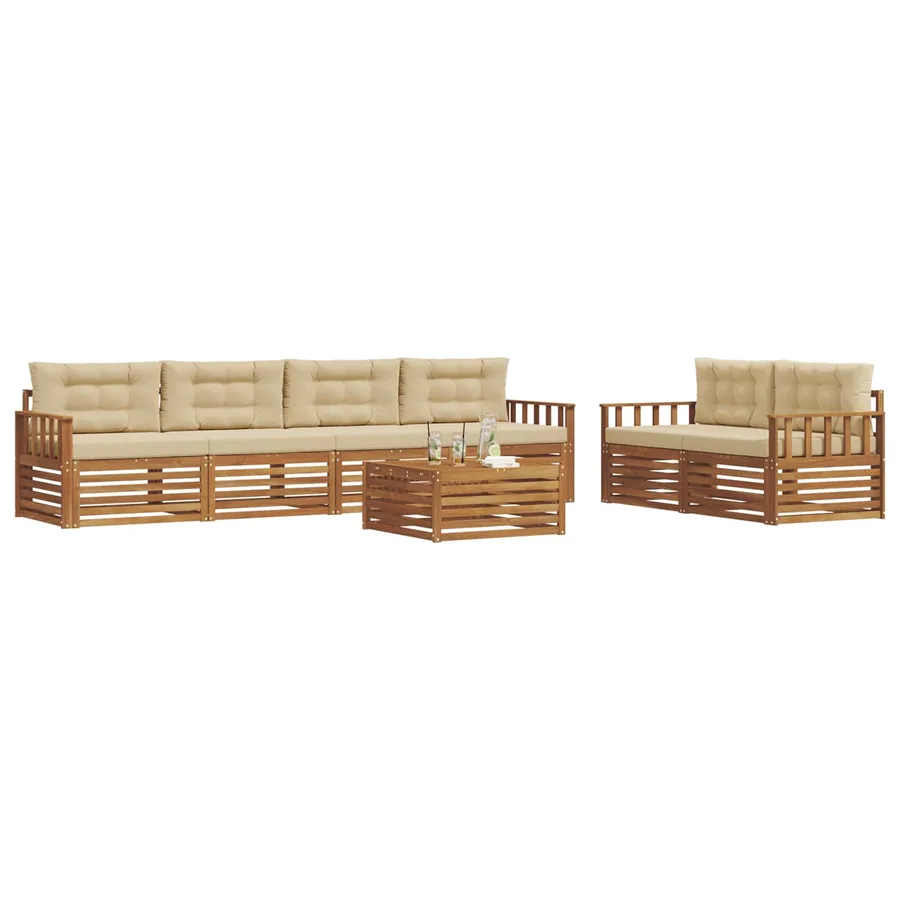 Ensemble de canapés d'extérieur 7 pcs Naturel et Beige - 3