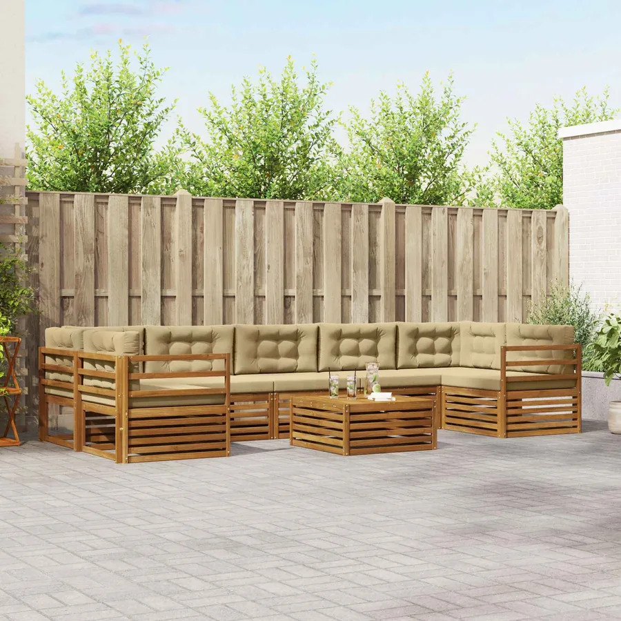 Ensemble de canapés d'extérieur 8 pcs Naturel et Beige