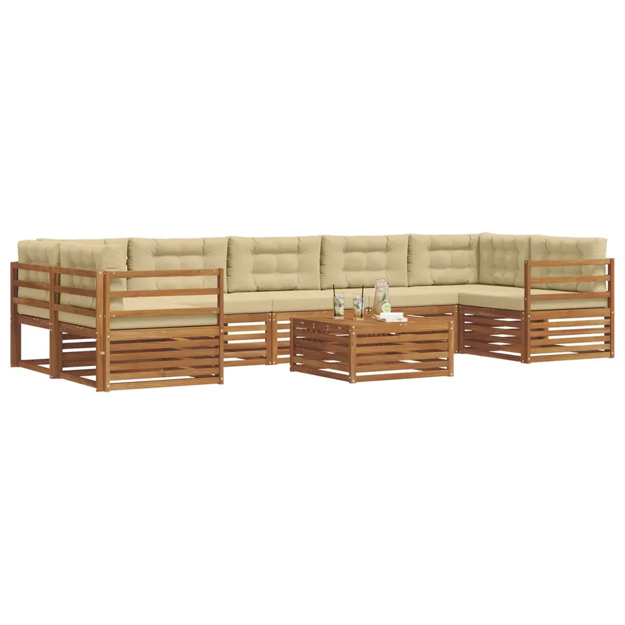 Ensemble de canapés d'extérieur 8 pcs Naturel et Beige - 3