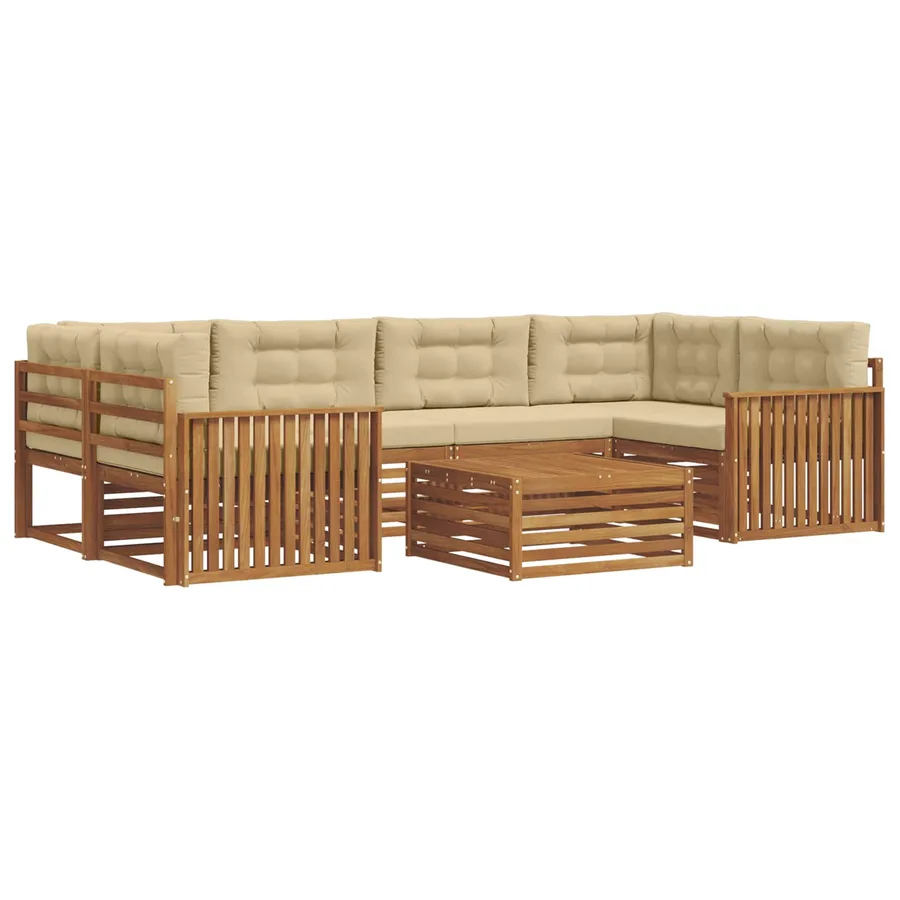 Ensemble de canapés d'extérieur 7 pcs Naturel et Beige - 2