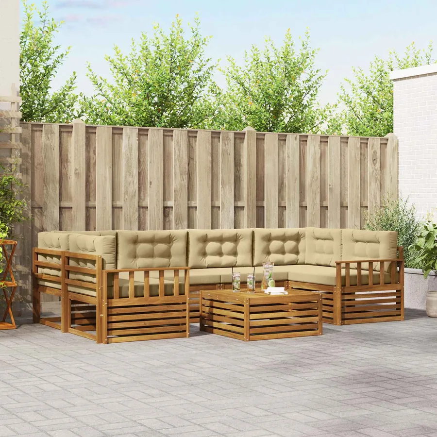 Ensemble de canapés d'extérieur 7 pcs Naturel et Beige